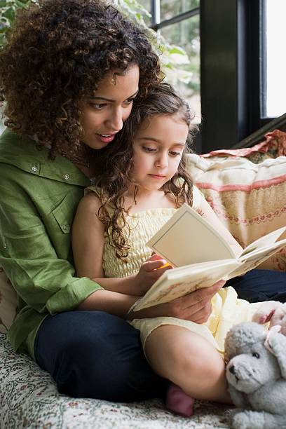 Mother and daughter reading