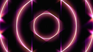 Glowing circle frames widen and moving fast one by one, seamless loop, energy concept. Animation. Red neon round shapes forming tunnel on