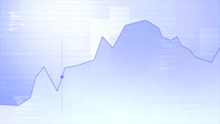 Point moves on graph with program codes. Animation with graph and point of indicators. Software diagnostic animation - blue