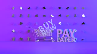 Buy now pay later BNPL retail business shopping cart promo - 3D animation