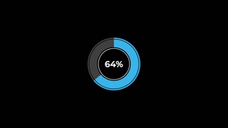 Pie Chart 0 to 65% Percentage Infographics Loading Circle Ring or Transfer, Download Animation with alpha channel.