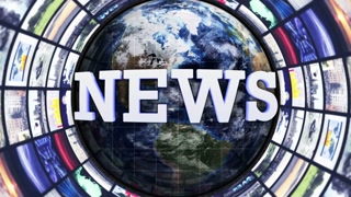 NEWS Text Animation around the World and with Monitors Tunnel, Loop, 4k